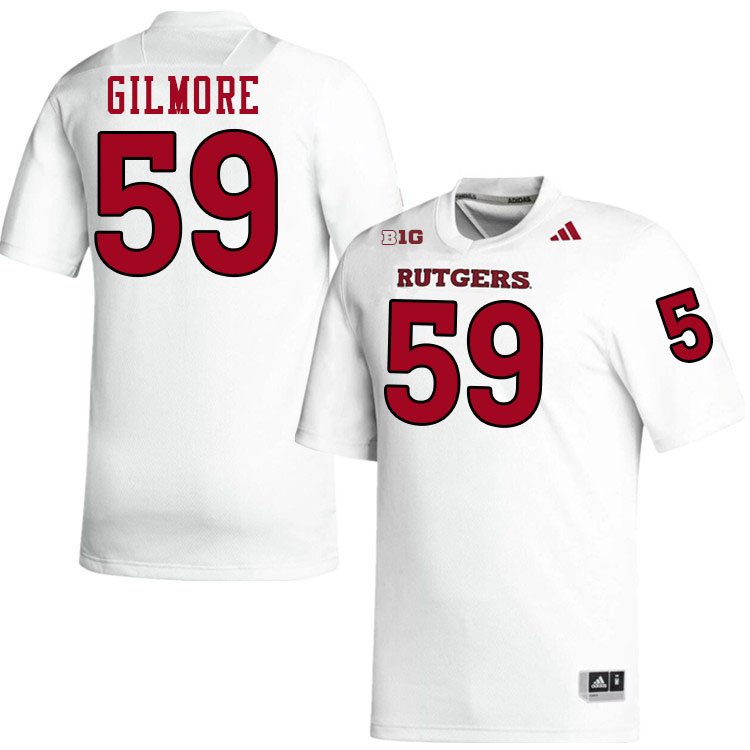 Rutgers Scarlet Knights #59 Liam Gilmore College Football Jerseys Stitched-White Rutgers Scarlet Knights #59 Liam Gilmore College Football Jerseys Stitched-White